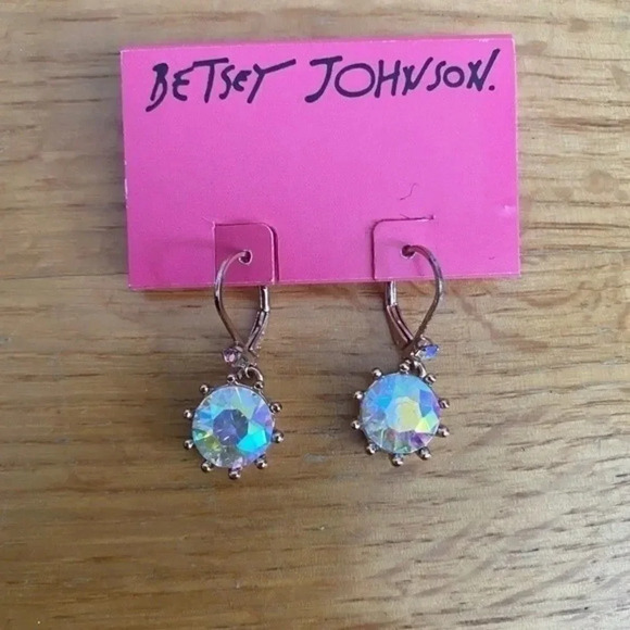 NWT Betsy Johnson Rhinestone Dangle Earrings - Picture 2 of 9